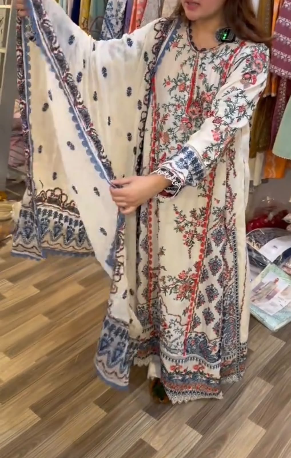 Omal Festive 3-Piece Embroidered Suit