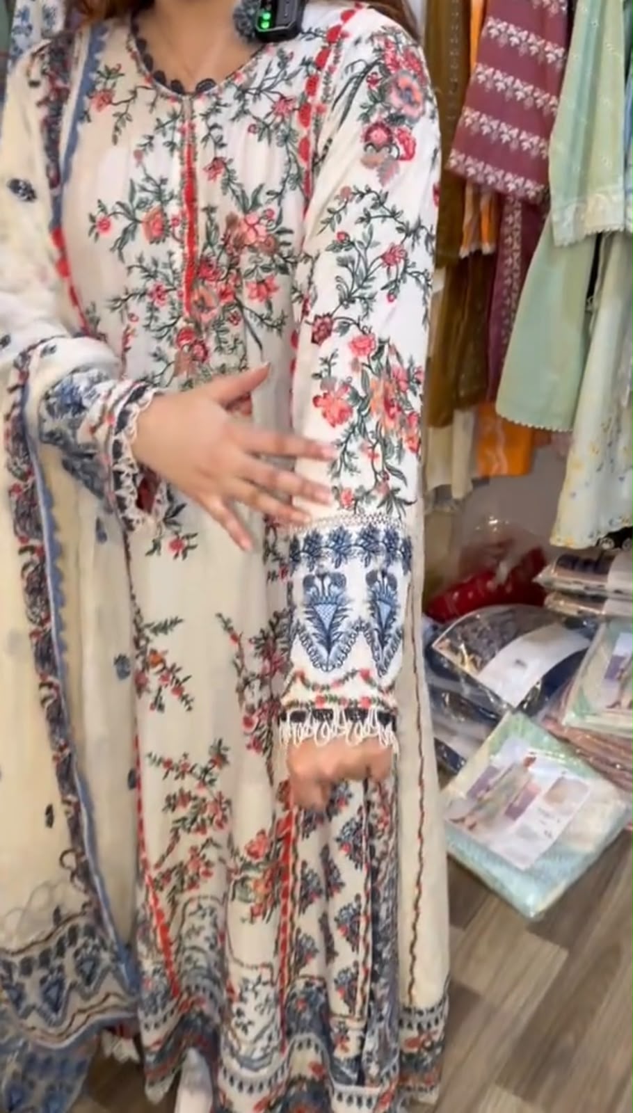 Omal Festive 3-Piece Embroidered Suit