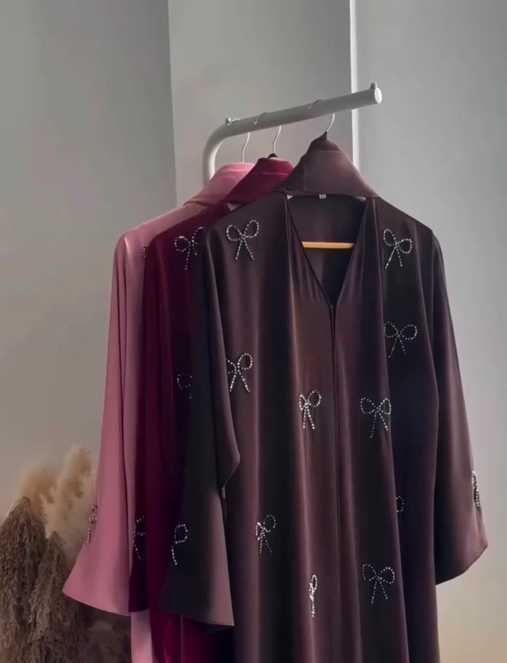 Pack Of 3 Bow Abaya With Scarf