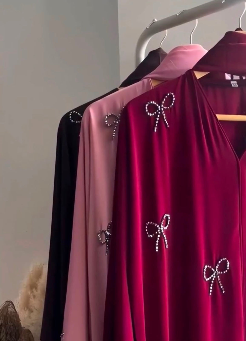 Pack Of 3 Bow Abaya With Scarf