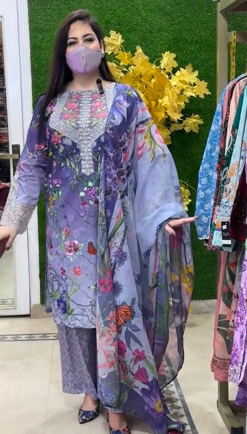 Floral 3 Piece Embroidered Dress