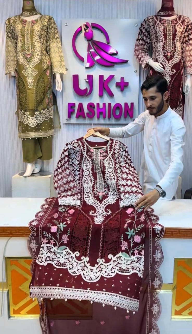 Omal 3 Piece Embroidered Dress