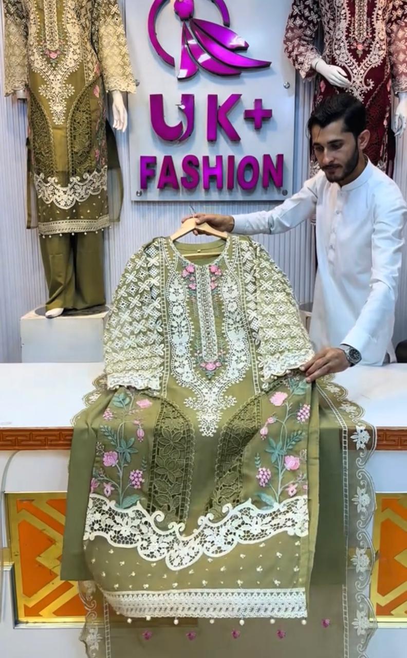 Omal 3 Piece Embroidered Dress