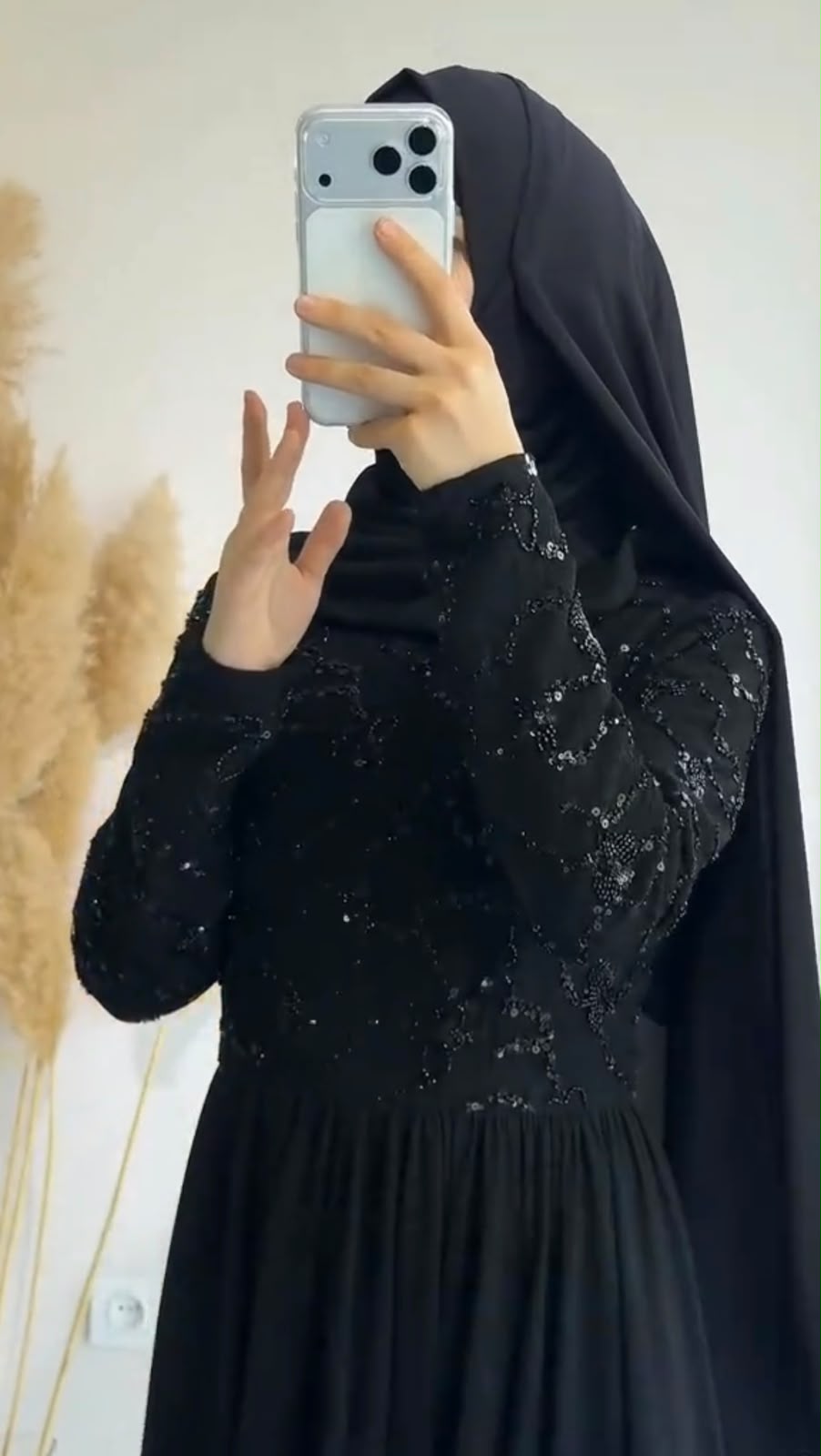 Fully Coverd Black Flayer Frock With Scarf