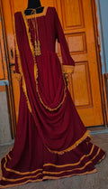 Elegant Maroon Frock With Dupatta