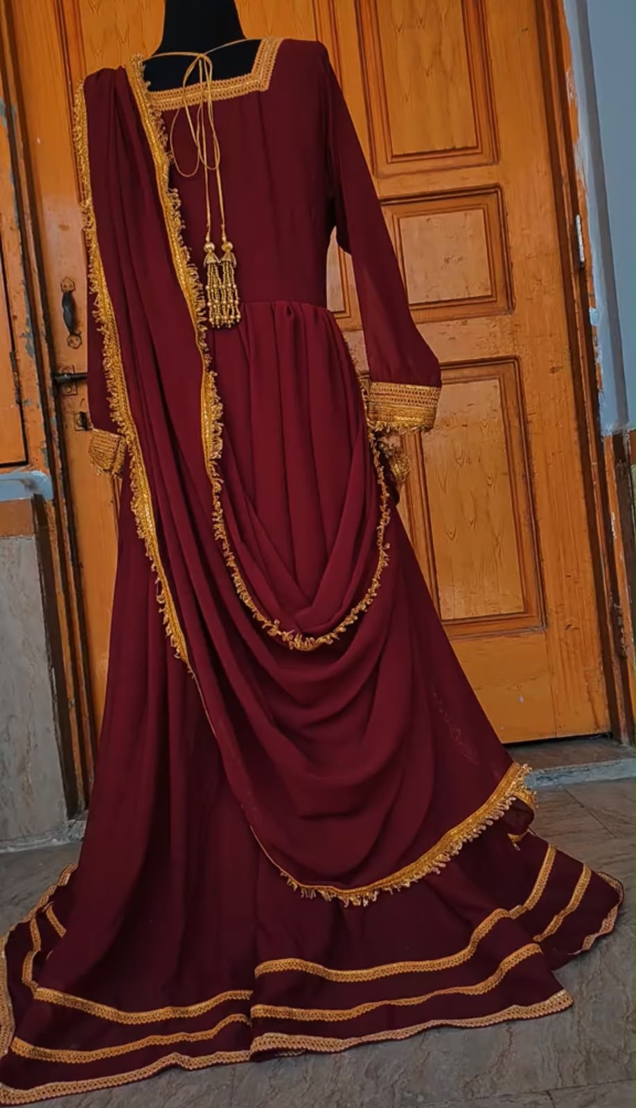 Elegant Maroon Frock With Dupatta