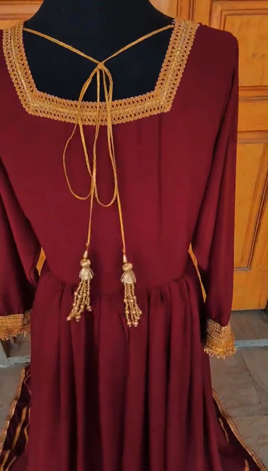 Elegant Maroon Frock With Dupatta
