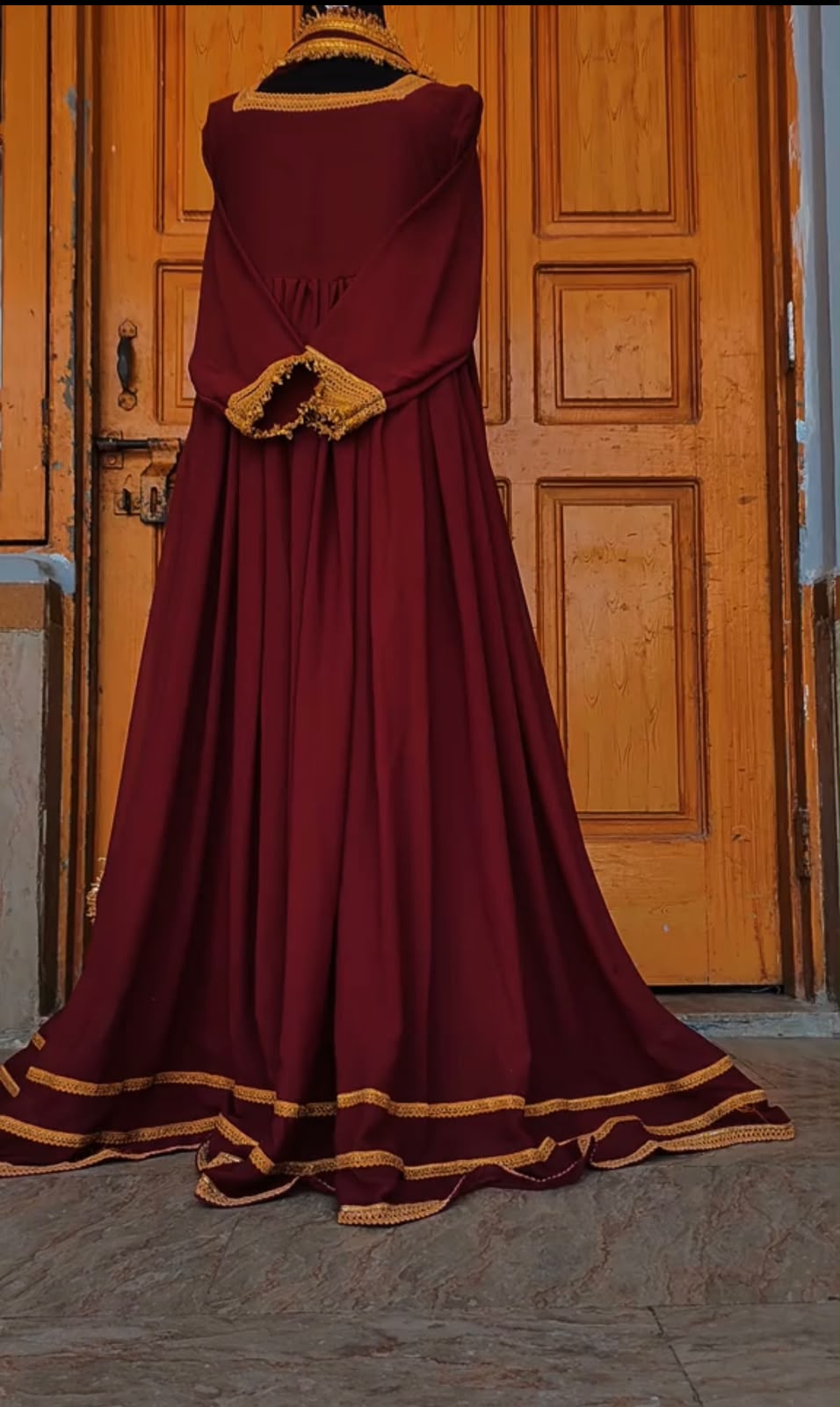 Elegant Maroon Frock With Dupatta
