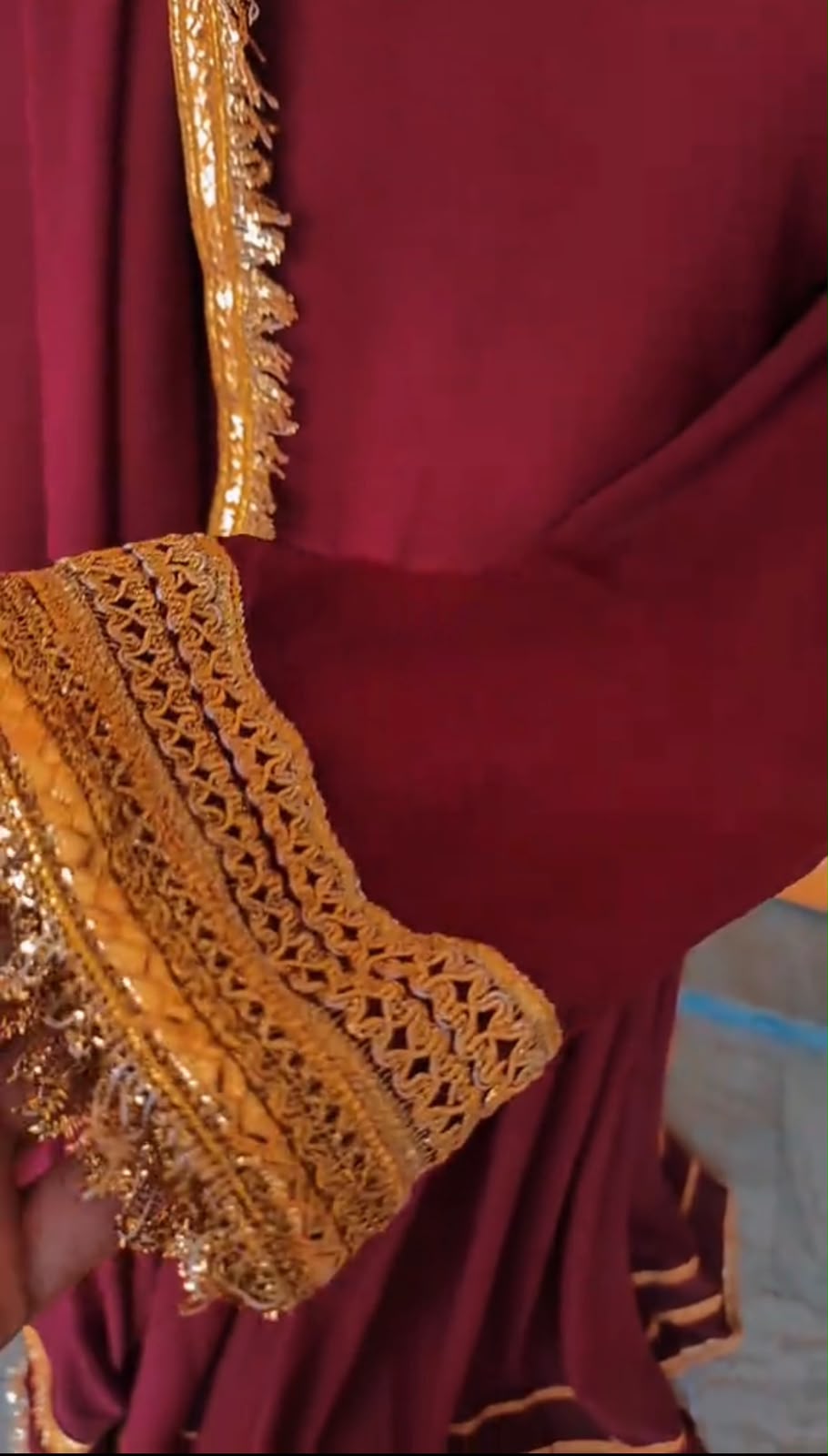 Elegant Maroon Frock With Dupatta