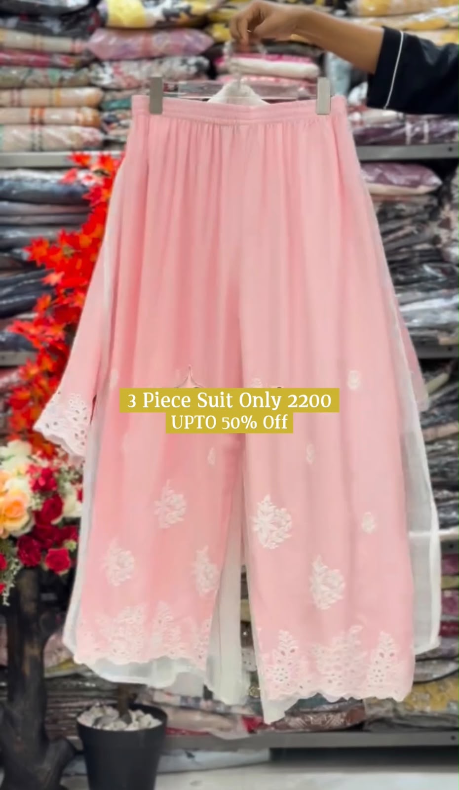 Chikankari Stitched 3 Piece Dress