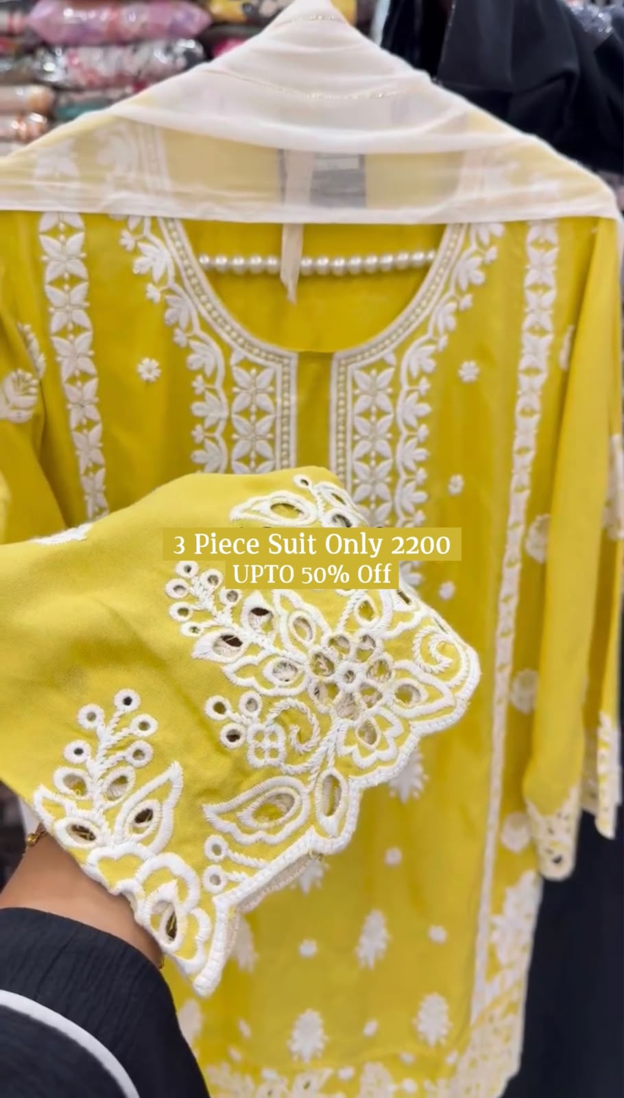 Chikankari Stitched 3 Piece Dress