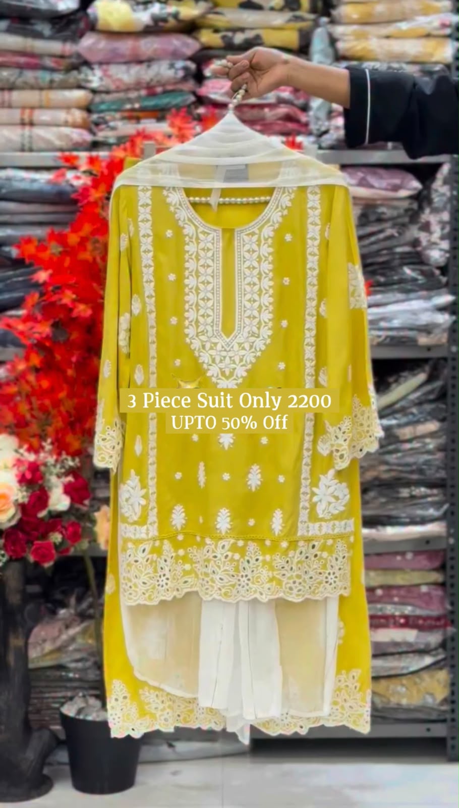 Chikankari Stitched 3 Piece Dress