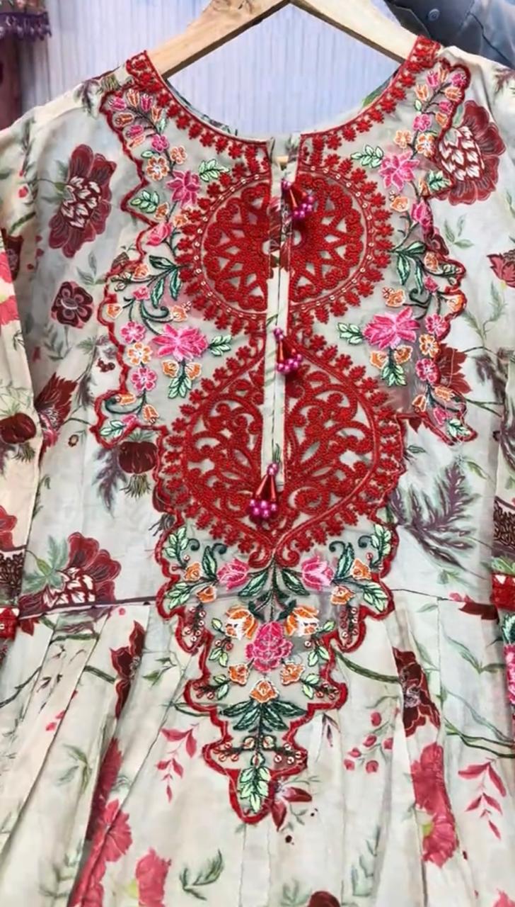 Omal Frock Embroidered 3 Piece