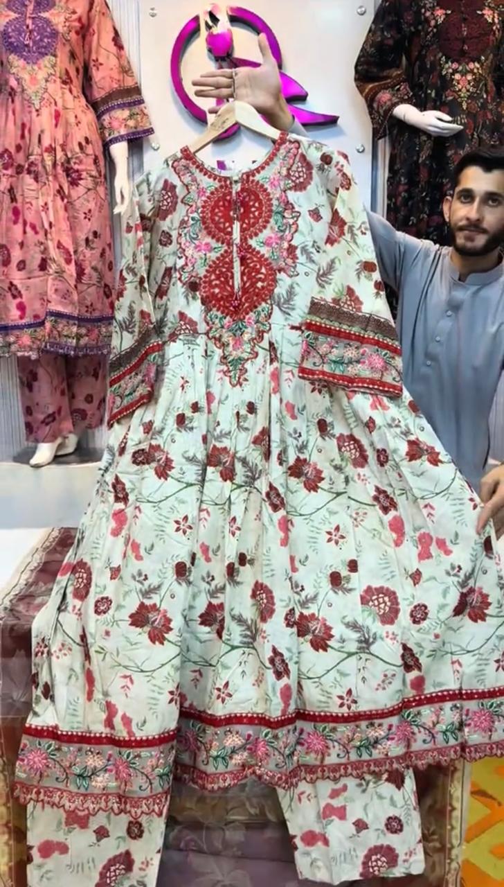 Omal Frock Embroidered 3 Piece