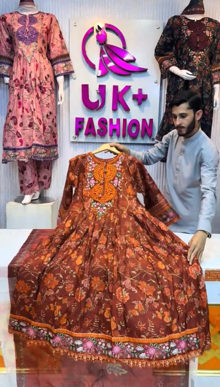 Omal Frock Embroidered 3 Piece